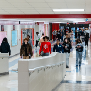 Students walking in hall